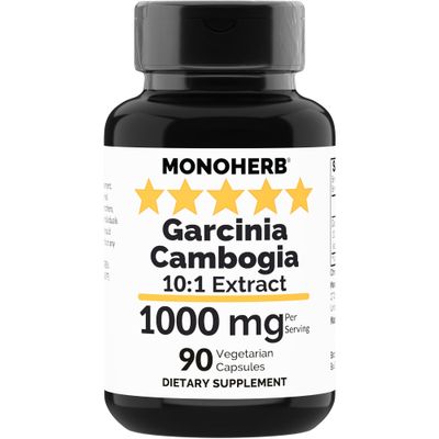 MONOHERB Garcinia Cambogia 1000 mg - 90 Veg Capsules - High Potency 10:1 Extract