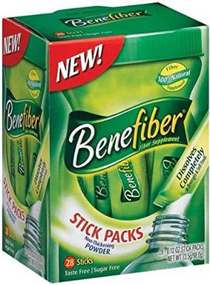 Benefiber Fiber Sugar-Free On The Go Stick Packs, Unflavored, 28 ea Pack of 3