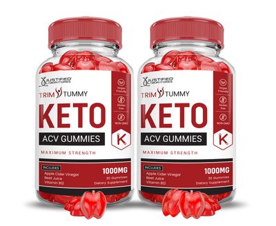 2 Pack Trim Tummy Keto ACV Gummies Advanced Formula 1000MG Trim Tummy Keto Gummies Apple Cider Vinegar Formulated with Pomegranate Beet Juice Powder B12 Vegan Non GMO 120 Gummys