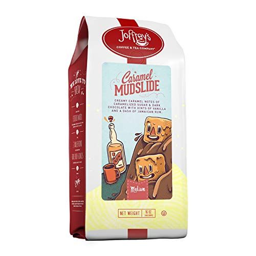Joffreys Coffee - Caramel Mudslide, Flavored Coffee, Artisan Medium Roast, Arabica Coffee Beans, Caramel, Dark Chocolate, Vanilla, Rum Flavor, Gluten-Free, No Sugar Ground, 16 oz