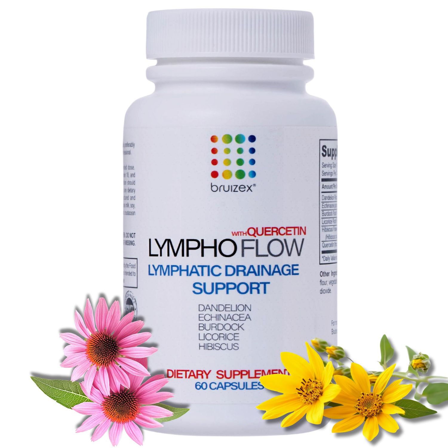 Bruizex Lympho Flow Lymphatic Drainage Supplement, Supports Lymphatic System Health, Liposuction, BBL, 360 Lipo, Tummy Tuck Lymphedema Post Surgery Recovery, Made with Qercetin, 60 Capsules