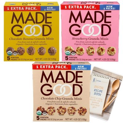 Granola Mini Variety Pack of 15, 1 Box of Each Flavor Chocolate Chip, Chocolate Banana, Strawberry 12.75 oz total Organic, Gluten Free, Non-GMO, Dairy Free, Vegan Snacks