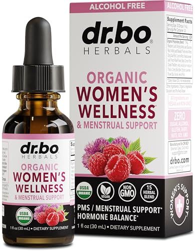 Hormone Balance for Women PMS Relief - Womens Wellness Organic Hormonal Balance Supplements Liquid Drops Menstrual Cramp Period Support - Raspberry Leaf, Chasteberry, Black Cohosh Supplement 1 Oz