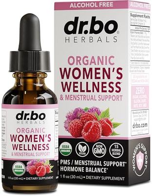 Hormone Balance for Women PMS Relief - Womens Wellness Organic Hormonal Balance Supplements Liquid Drops Menstrual Cramp Period Support - Raspberry Leaf, Chasteberry, Black Cohosh Supplement 1 Oz