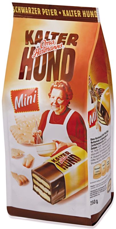 Oma Hartmanns Kalter Hund Mini - Cold Dog Mini 250g - Individually wrapped mini Biscuit Bars with cocoa cream Germany