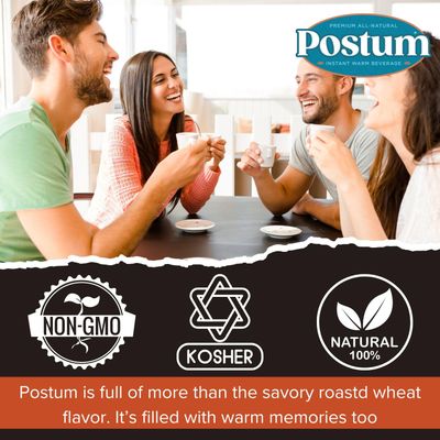 Postum Cocoa Blend Flavor Coffee Substitute Caffeine Free Delight with Roasted Wheat Bran Molasses 2 x 8oz Natural, Non-GMO Healthy Coffee Alternative Caffeine Free Hot Chocolate