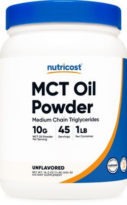 Nutricost MCT Oil Powder 1LB 16oz - Great for Keto, Ketosis and Ketogenic Diets - Zero Net Carbs, Non-GMO Gluten Free Medium Chain Triglyceride