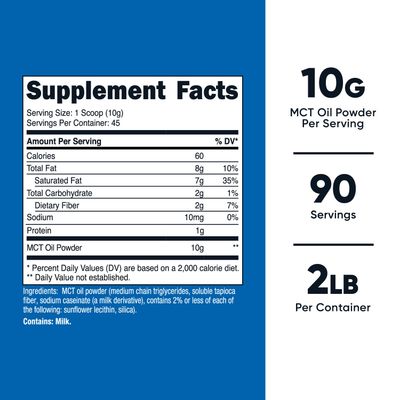 Nutricost MCT Oil Powder 1LB 16oz - Great for Keto, Ketosis and Ketogenic Diets - Zero Net Carbs, Non-GMO Gluten Free Medium Chain Triglyceride