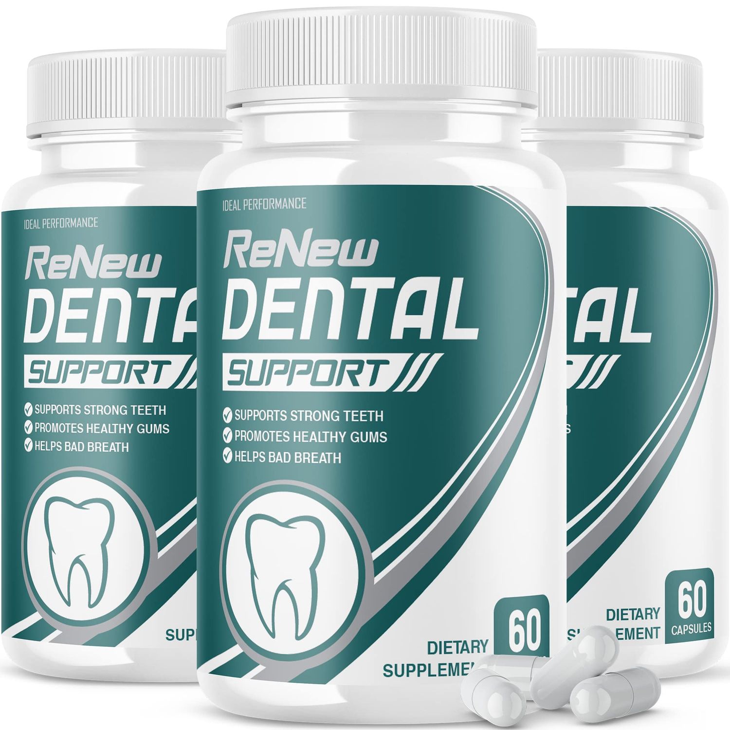 IDEAL PERFORMANCE 3 Pack Renew Dental Support Pills Cleanser 180 Capsules