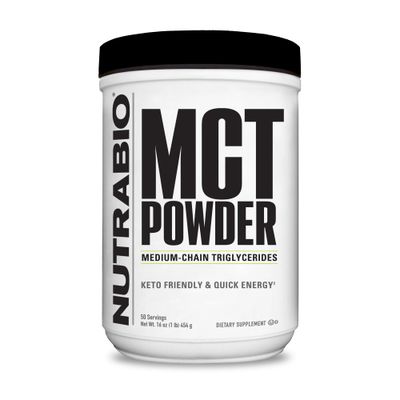 NutraBio MCT Powder, Medium Chain Triglycerides, Lean Weight Gain, Keto Friendly, 1 lb. Powder - 50 Servings