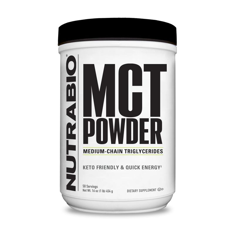 NutraBio MCT Powder, Medium Chain Triglycerides, Lean Weight Gain, Keto Friendly, 1 lb. Powder - 50 Servings