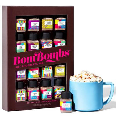 BomBombs, Hot Chocolate Mix Gift Set in Mini Bottles, Flavors Include Rocky Road, Pumpkin Pie, Chocolate Cherry, Peppermint Swirl, Salted Caramel Donut More, Sampler Set of 16