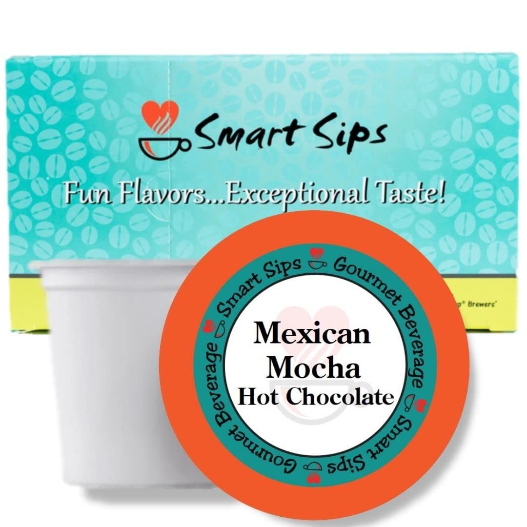 Smart Sips, Mexican Mocha Hot Chocolate, 24 Count, Single Serve Hot Cocoa Cups Compatible With All Keurig K cup Machines