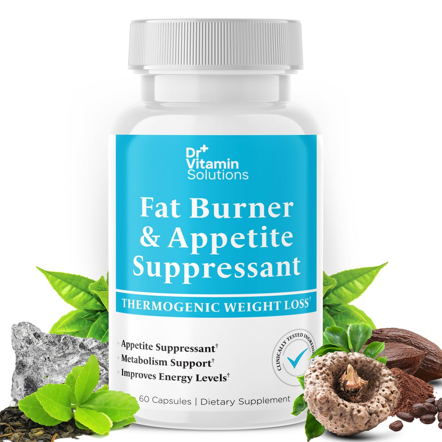 Dr Vitamin Fat Burner for Women Men - Appetite Suppressant for Weight Loss - Pills w Metabolism Booster Thermogenic Weight Loss Supplement - Includes Chromium, Caffeine Green Tea Extract - 60 Ct.