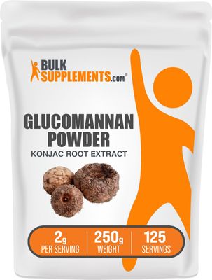 BulkSupplements.com Glucomannan Powder - from Konjac Root Extract Powder, Glucomannan Supplements - Gluten Free, 2g per Serving, 250g 8.8 oz Pack of 1