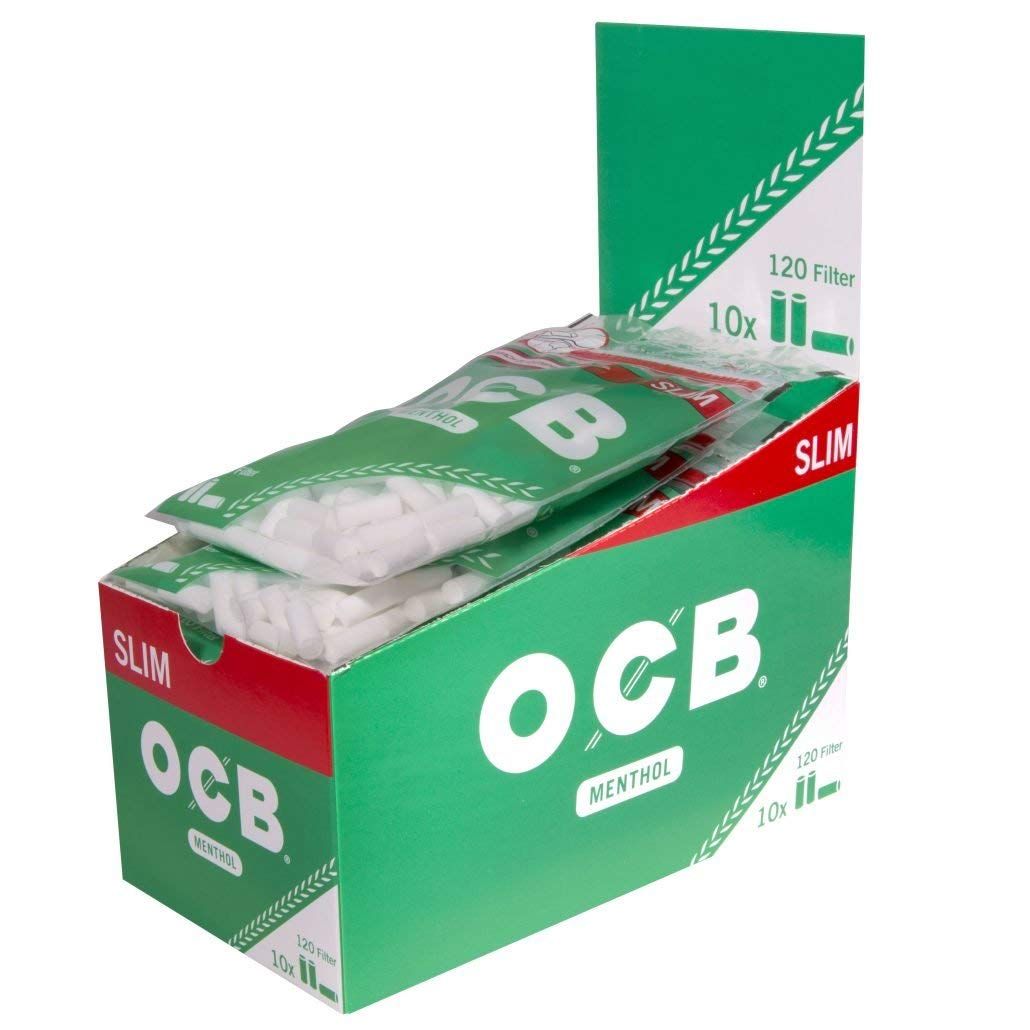 OCB Vertriebs GmbH OCB Menthol Slim Filter 6 mm-9600-10 Bags of 120 Pieces, Green, Medium
