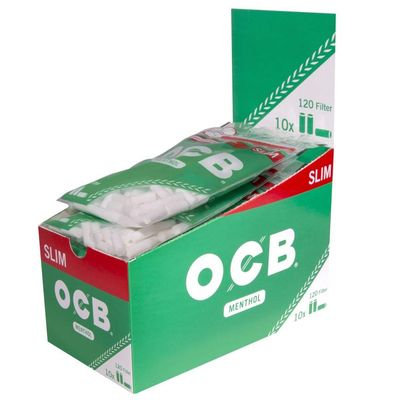 OCB Vertriebs GmbH OCB Menthol Slim Filter 6 mm-9600-10 Bags of 120 Pieces, Green, Medium
