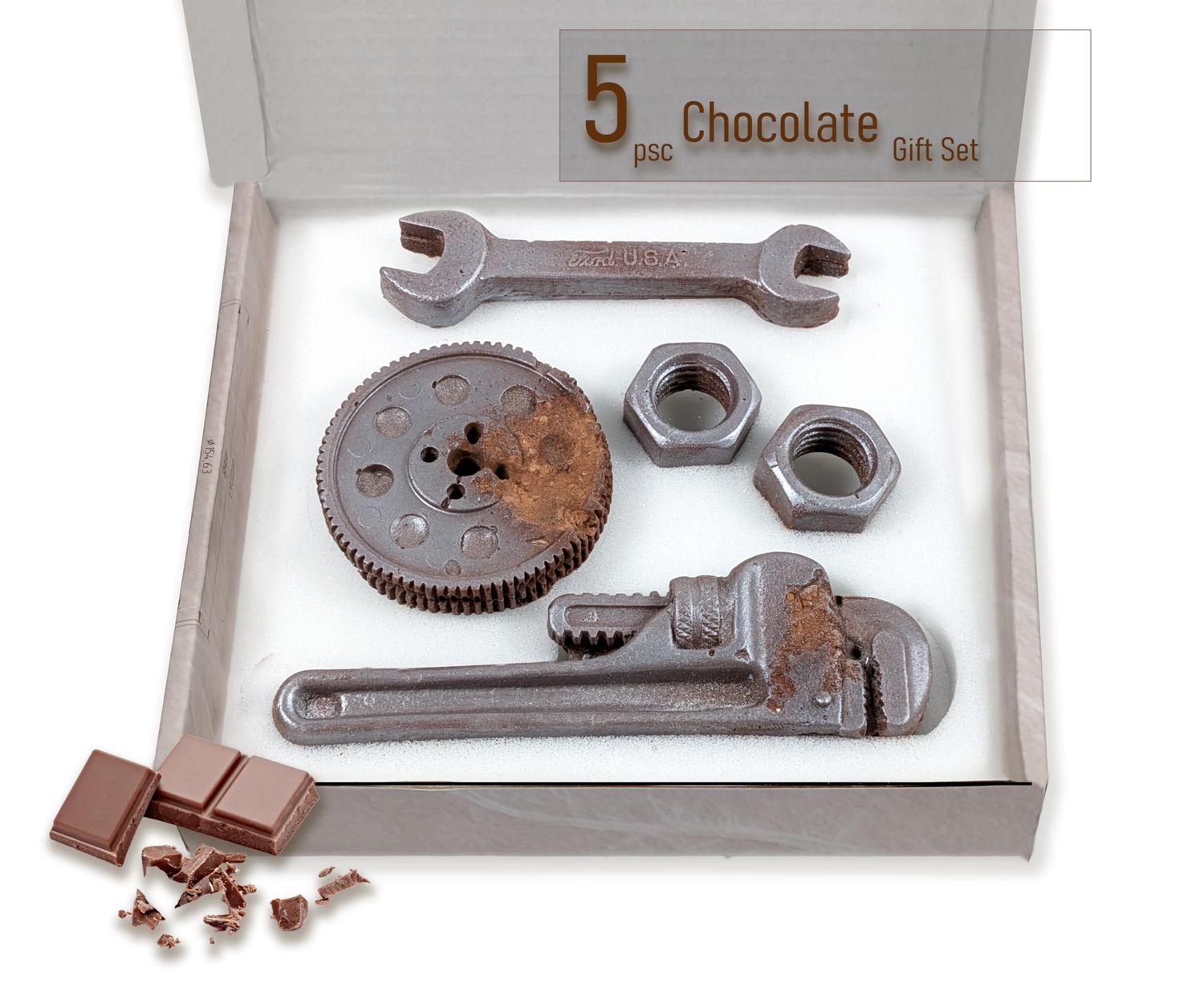 Chocolate Gift Box for Men with Life-Sized Milk Chocolate Tools, Birthday, Easter Gift for Men, Sweet Present for Handyman, Mechanic or Car Enthusiast