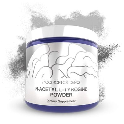 Nootropics Depot N-Acetyl L-Tyrosine Powder 125 Grams NALT Amino Acid Supplement Natural Supplement Supports Memory, Learning, Focus, Healthy Stress Levels