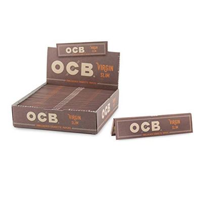 OCB Rolling Papers - Virgin Series - Unbleached Minimally Processed Super Thin - 24 Count Bulk Display Pack - King Slim
