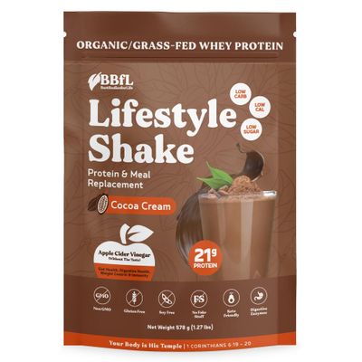 BBfL Meal Replacement Shakes, 21g Protein, Organic Whey Protein Powder, Apple Cider Vinegar, Digestive Enzymes, All in One Shake for Women Men 15 Servings, Cocoa Cream