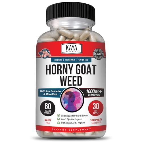 Kaya Naturals Horny Goat Weed Extract with Maca Complex with Saw Palmetto Ginseng, Arginine Vitamin Supplement Horny Goat Weed - 60 Count