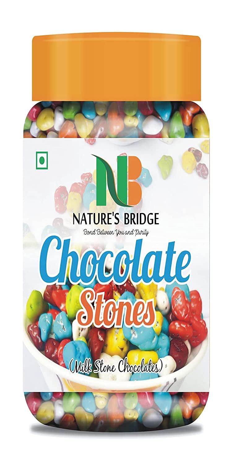 Natures Bridge Stone Chocolate Munchies Jar Pack 275 Gm Rock Shaped Chocolate Gem sStone Candy - 275 GmPacking May Vary