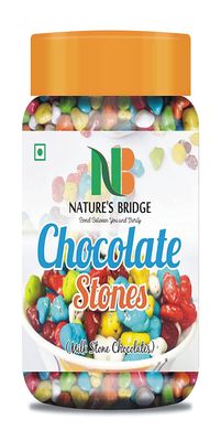 Natures Bridge Stone Chocolate Munchies Jar Pack 275 Gm Rock Shaped Chocolate Gem sStone Candy - 275 GmPacking May Vary