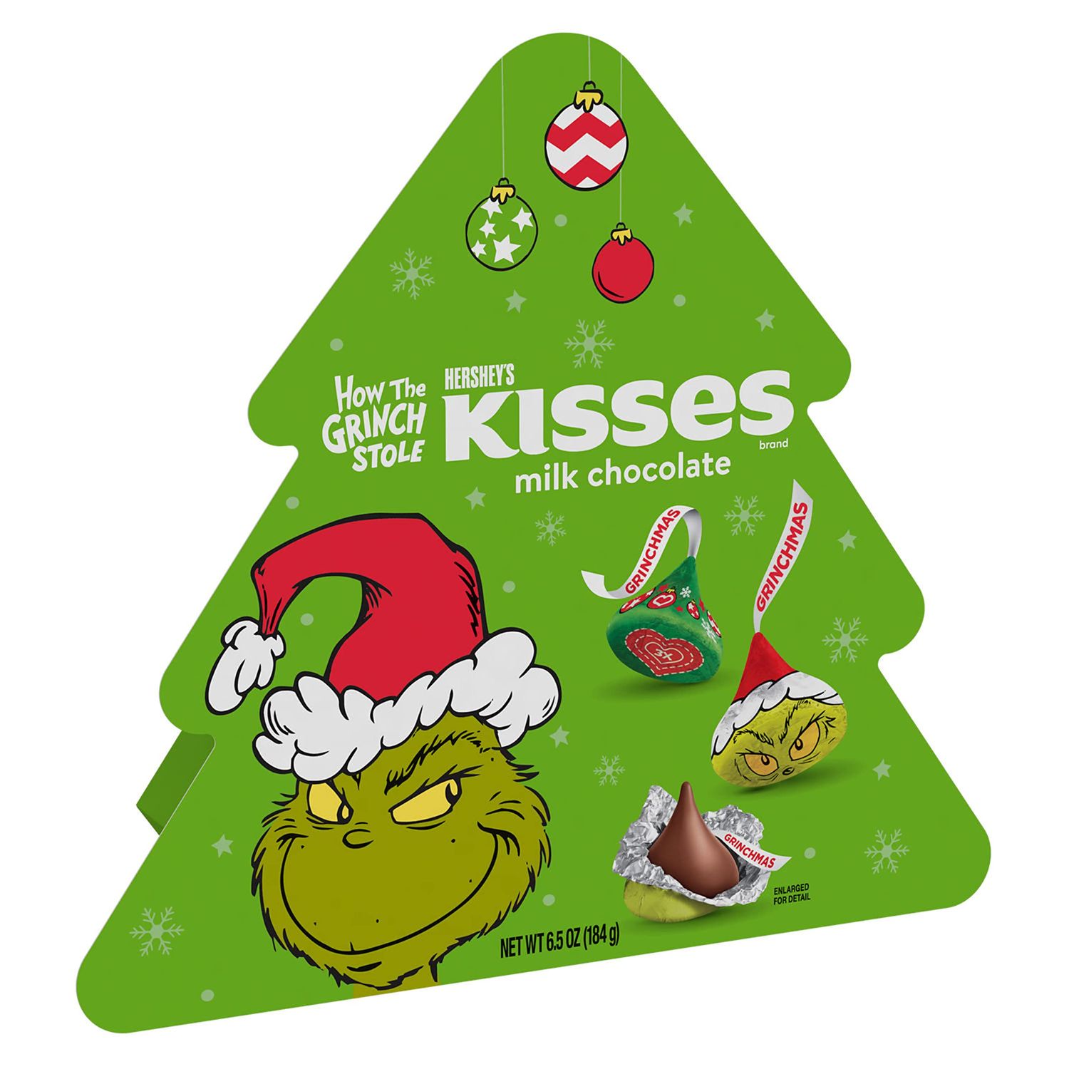 HERSHEYS KISSES Grinch Milk Chocolate, Christmas Candy Gift Box, 6.5 oz