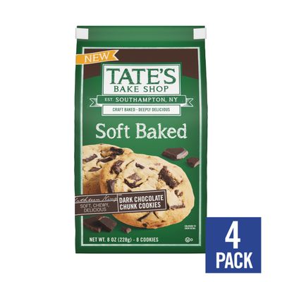 Tates Bake Shop Soft Baked Cookies, Dark Chocolate Chunk, 4-8 oz Bags
