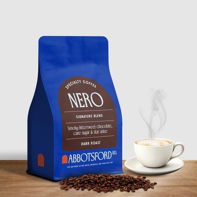 Nero Coffee Whole Bean, Smoky Bittersweet Chocolate, Cane Sugar, and Star Anise Dark Roast Coffee Beans, Specialty Coffee Beans 12 oz Bag, Freshly Roasted in Brooklyn, Kosher Certified