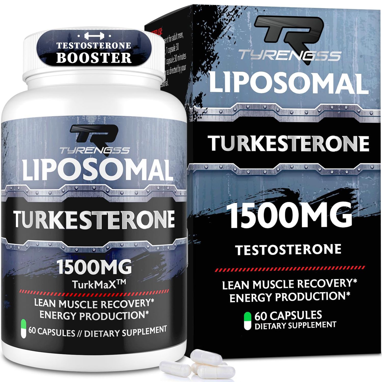 Liposomal Testosterone Booster for Men - Testosterone Supplement for Men, Male Enhancing Test Boost for Workout, Muscle, Strength, Performance Energy, High Absorption, Non-GMO, Vegan - 60 Capsules