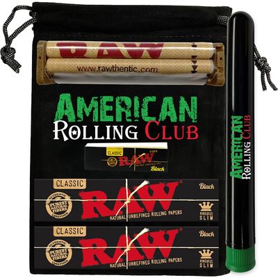 RAW Black Bag Combo King Size Slim Includes RAW Cigarette Papers, Tips, 110MM Machine, ARC Carry Bag and Cigarette Saver
