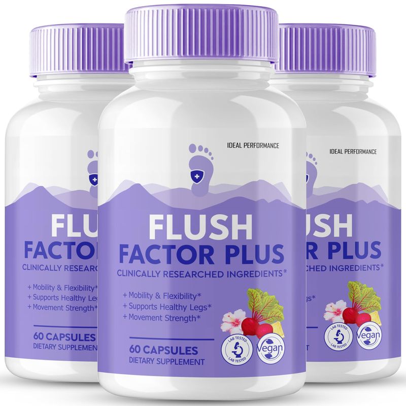 Flush Factor Plus Capsules, FlushFactor Plus Supplement Pills, Flush FactorPlus Maximum Strength, Flexibility Healthy Legs, FlushFactorPlus Advanced Formula, Flush Factor Plus Reviews 3 Pack