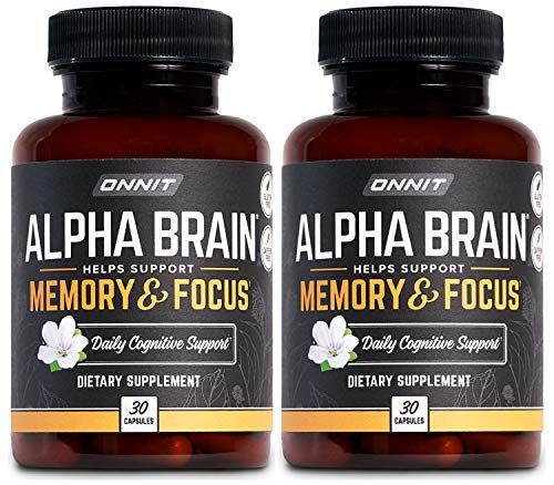 ONNIT Alpha Brain Premium Nootropic Brain Supplement for Men Women - Caffeine-Free Focus Capsules for Concentration, Mental Clarity Memory Support - Cats Claw, Bacopa, Oat Straw 30ct 2-Pack