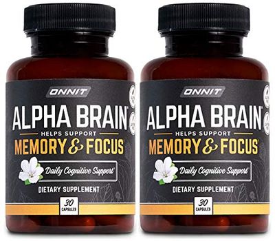 ONNIT Alpha Brain Premium Nootropic Brain Supplement for Men Women - Caffeine-Free Focus Capsules for Concentration, Mental Clarity Memory Support - Cats Claw, Bacopa, Oat Straw 30ct 2-Pack