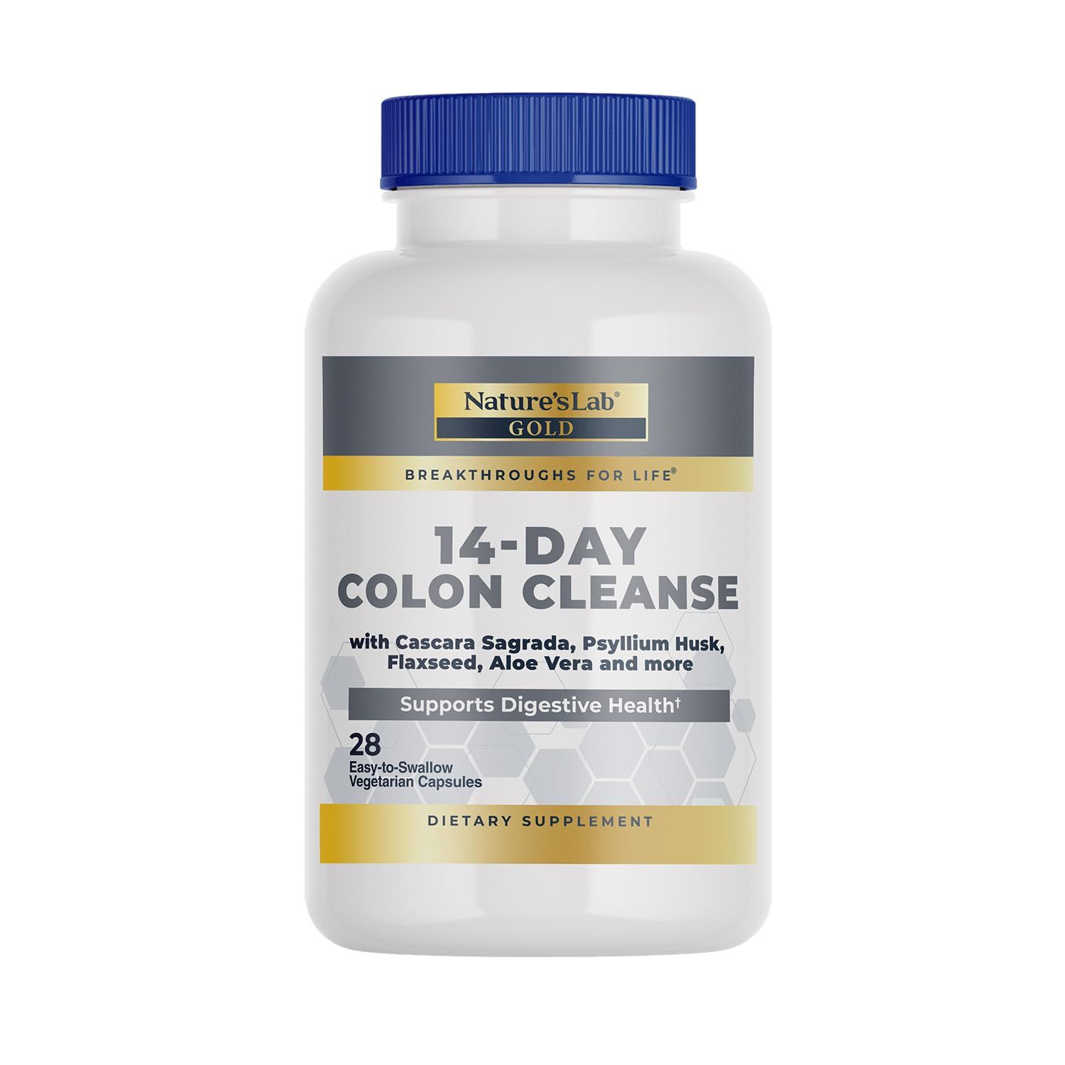 Natures Lab Gold 14 Day Colon Cleanse - Blend of Probiotics, Fiber, Flavonoids, Plant Extracts - 28 Ct 14 Day Supply