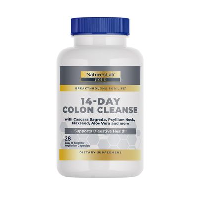 Natures Lab Gold 14 Day Colon Cleanse - Blend of Probiotics, Fiber, Flavonoids, Plant Extracts - 28 Ct 14 Day Supply