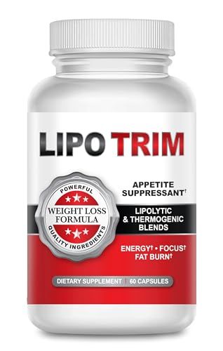 Lipo Trim- Advanced Lipogenic Thermogenic Diet Pills - Boost Energy, Enhance Focus, and Accelerate Fat Loss- 60 Fast Acting Appetite Suppressant Capsules