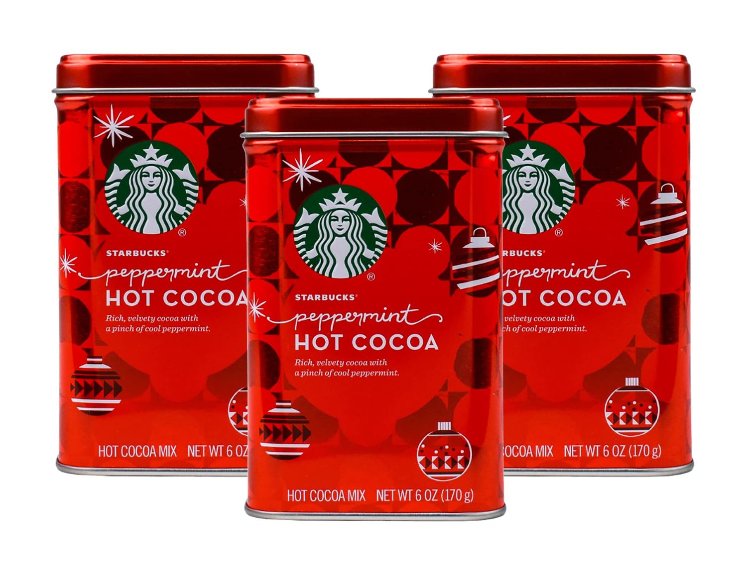 Starbucks Hot Cocoa Mix, 6 Ounce Classic Hot Cocoa Peppermint, 6 Ounce Pack of 3