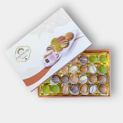Zaitoune Mixed Chocolate &amp; Pistachio Royal Petit Fours - 350 g  Assorted Gourmet Chocolate Covered Biscuit Selection  Authentic Arabic Cookies in a Beautiful Gift Box  Great Ramadan Sharing Present