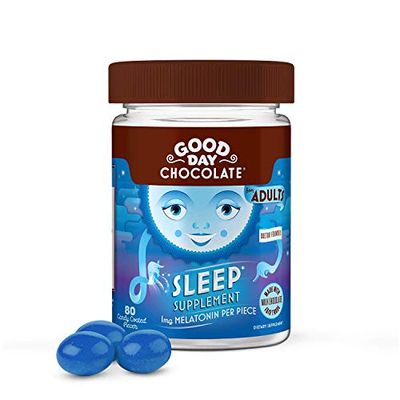 Good Day Chocolate Melatonin for Adults 80 Count - Fair Trade Non-GMO Chocolate with Chamomile and Melatonin 1 mg - Adult Melatonin, Adult Natural Sleep Aid Supplement