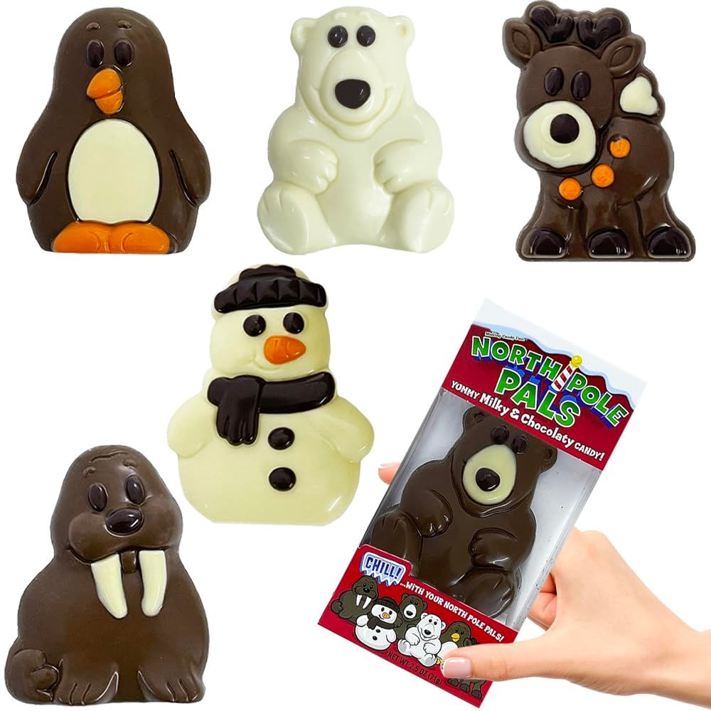 Fruidles Christmas Big Milk Chocolate North Pole Party Pals, Pack of 3 Assorted Holiday Treats, Milky n Chocolaty, Individually Boxed, Kosher Certified Dairy, 2.5oz, Assorted Pack of 6