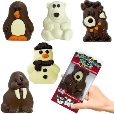 Fruidles Christmas Big Milk Chocolate North Pole Party Pals, Pack of 3 Assorted Holiday Treats, Milky n Chocolaty, Individually Boxed, Kosher Certified Dairy, 2.5oz, Assorted Pack of 6