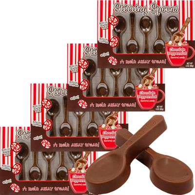 Fruidles Chocolate Peppermint Flavored Stirring Spoons, Candy Hot Stirring Edible Spoons, Gourmet Milk Cocoa Edible Spoon Stirrers, 3 Oz 5 Spoons per Box 8-Pack
