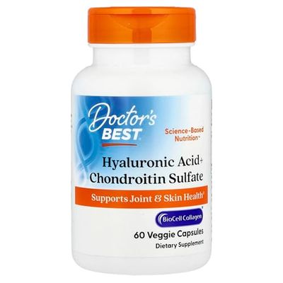 Doctors Best Hyaluronic Acid Chondroitin Sulfate, Supports Joint Skin Health, Non-GMO, Gluten Free, Soy Free 60 Veggie Capsules