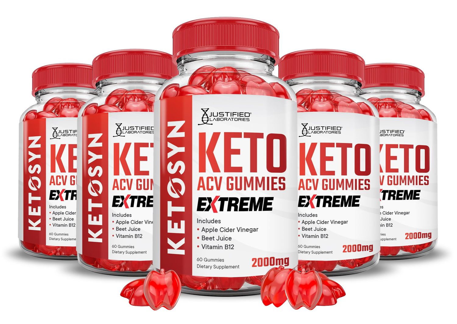 5 Pack Ketosyn Keto ACV Gummies Extreme 2000MG Ketosyn Keto Gummies Apple Cider Vinegar Formulated with Pomegranate Beet Juice Powder B12 Vegan Non GMO 300 Gummys