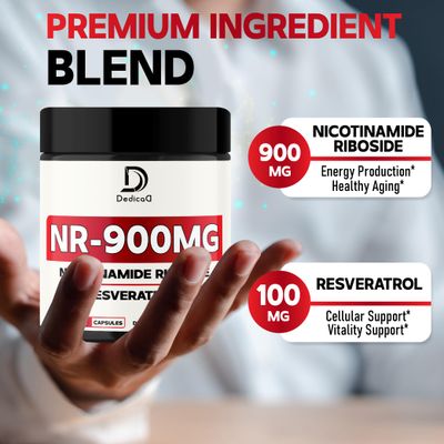 DEDICAD NAD Nicotinamide Riboside Resveratrol 900mg Plus Resveratrol 100MG - Cellular Production Restoration, Aging Well, Overall Vitality - 80 Capsules