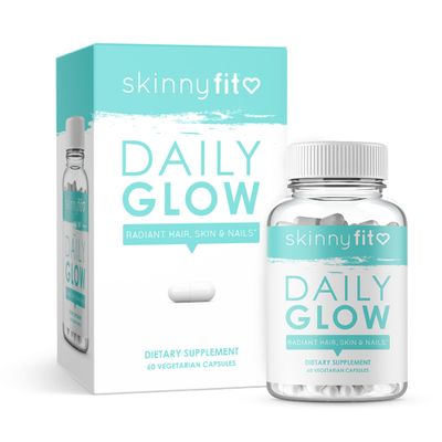 SkinnyFit Daily Glow: Hair, Skin and Nails Supplement for Youthful-Looking Skin, Brighter Complexion, 60 Capsules