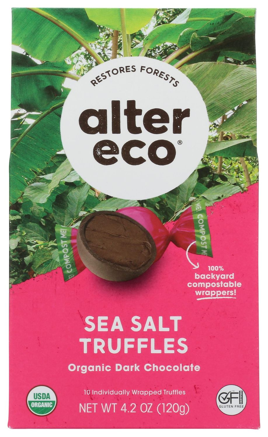 Alter Eco, Organic Dark Chocolate Truffles, Sea Salt, 4.2 Ounce Pack of 8